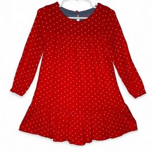 Mini Boden Red and White Polka Dot Tiered Jersey Knit Dress